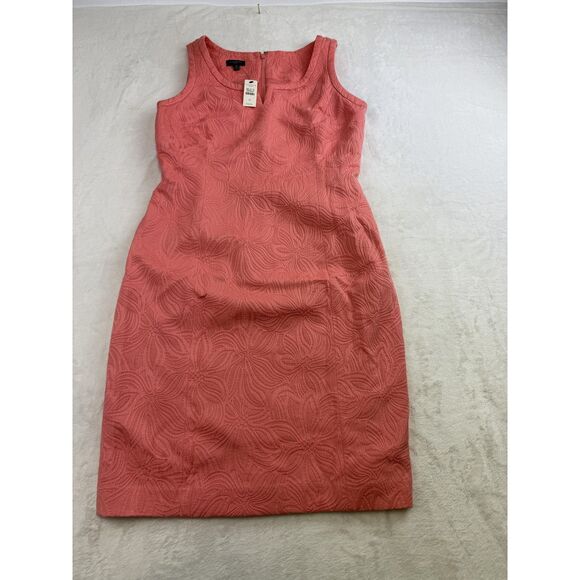 Talbots Dress Womens 2P Pink Sleeveless Floral Jacquard Sheath Petite New Tags - Picture 1 of 7